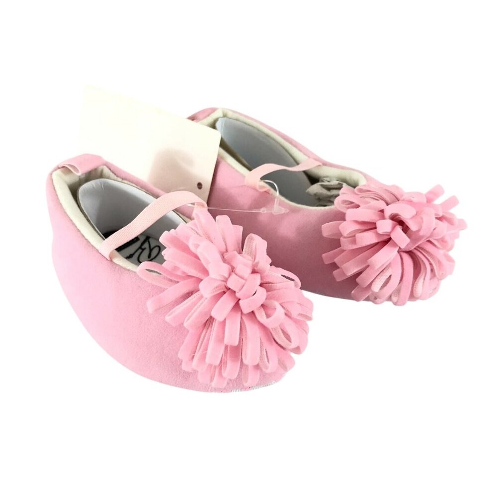 Baby Girls Crib Shoes Slippers Slip On Pom Mary Jane Pink Size 6-12 Months